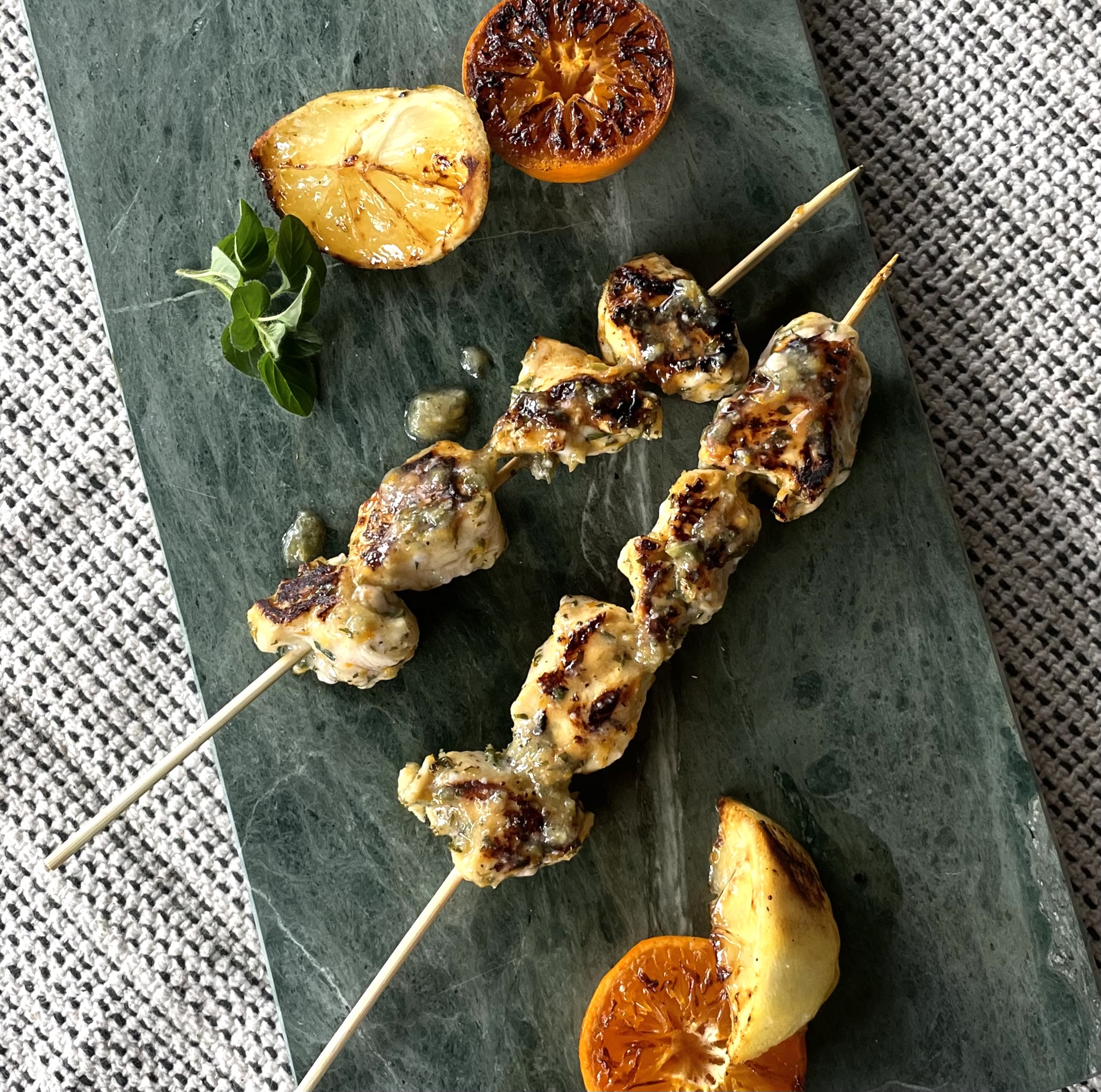 Locally Seasoned Chicken Skewers with Grilled Citrus